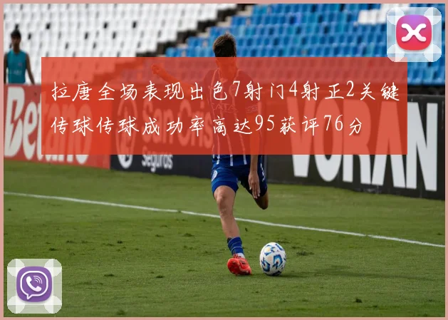 拉唐全场表现出色7射门4射正2关键传球传球成功率高达95获评76分